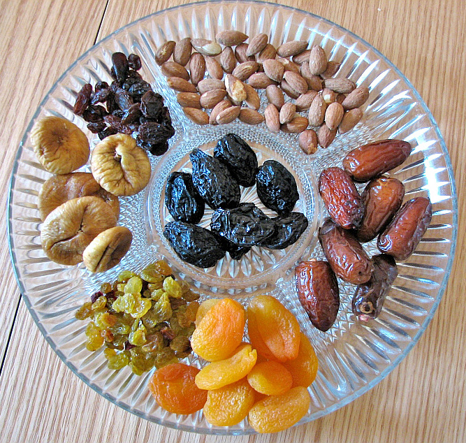 Dried fruits in a plate